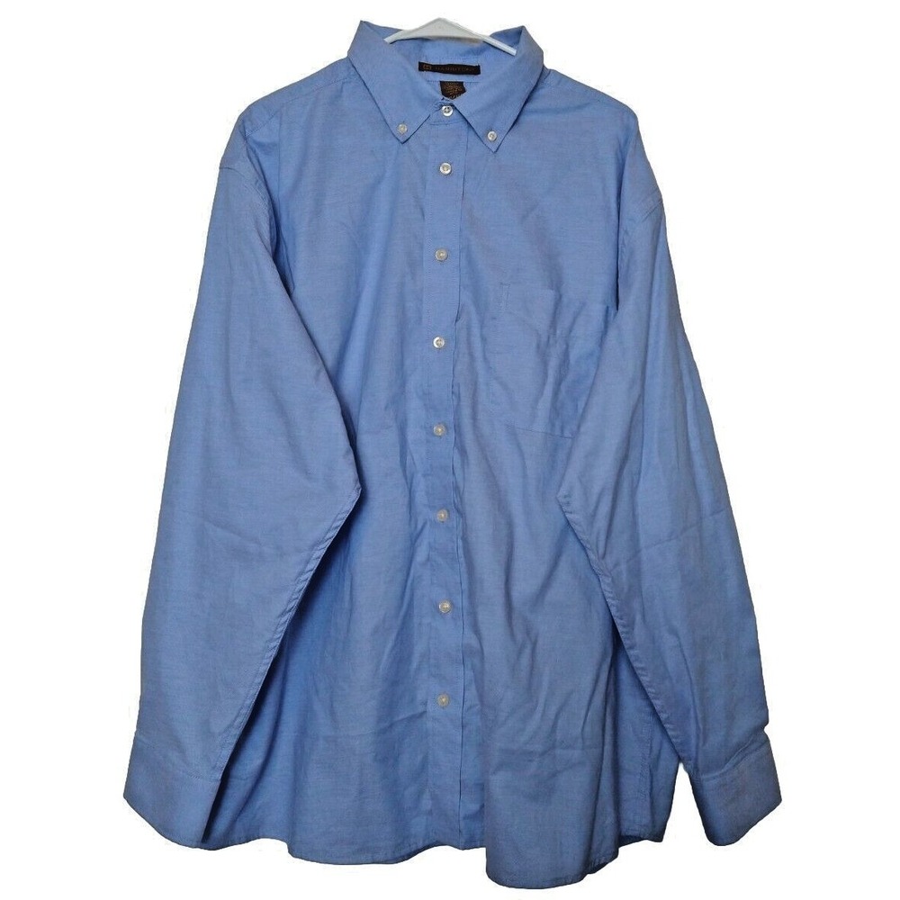 Men's Harriton Blue Long Sleeve Button Down Dress Shirt 2XL